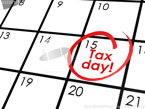 Image of Tax day on white calendar