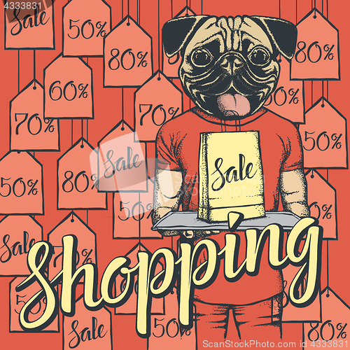 Image of Vector illustration of dog on Black Friday