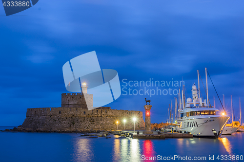 Image of Agios Nikolaos fortress on the Mandraki harbour of Rhodes 