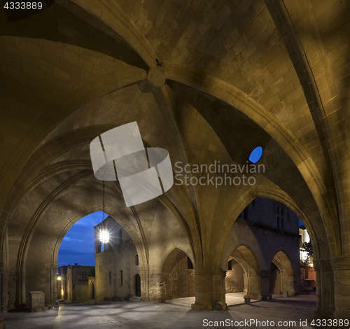 Image of streets of the Knights in the old town of  Rhodes 