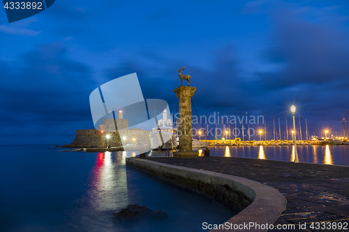 Image of Agios Nikolaos fortress on the Mandraki harbour of Rhodes 