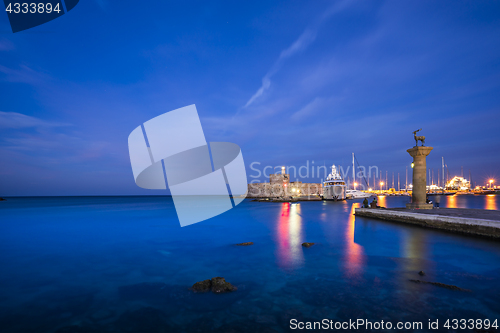 Image of fortress on the Mandraki harbour of Rhodes Greece