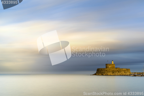 Image of Agios Nikolaos fortress on the Mandraki harbour of Rhodes Greece