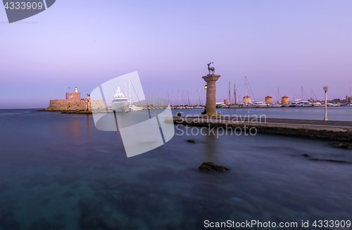 Image of fortress on the Mandraki harbour of Rhodes Greece