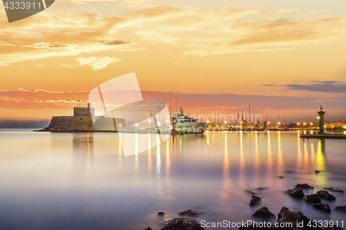 Image of fortress on the Mandraki harbour of Rhodes Greece