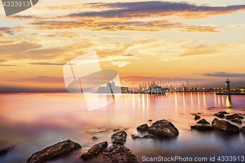 Image of Agios Nikolaos fortress on the Mandraki harbour of Rhodes Greece