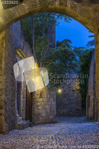 Image of streets of the Knights in the old town of  Rhodes 