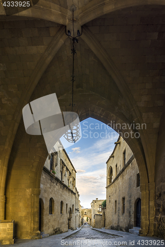 Image of streets of the Knights in the old town of  Rhodes 