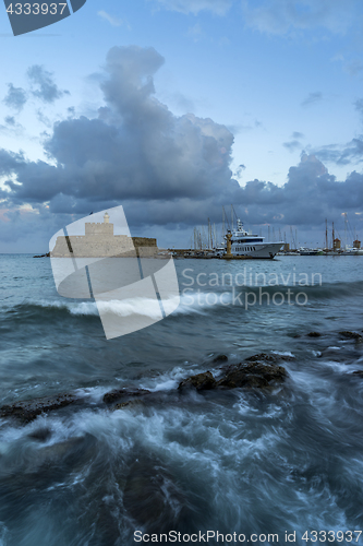 Image of Agios Nikolaos fortress on the Mandraki harbour of Rhodes 