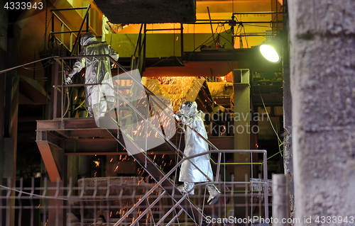 Image of Molten Metal Pouring Out Of Furnace