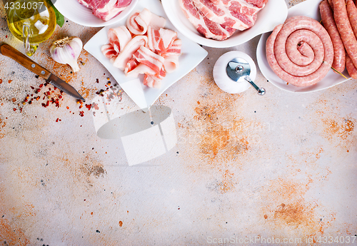 Image of raw meat and sausages