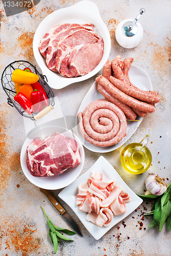 Image of raw meat and sausages