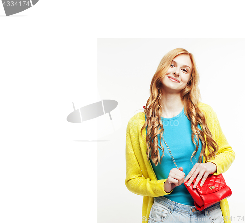 Image of young pretty long hair woman happy smiling isolated on white bac