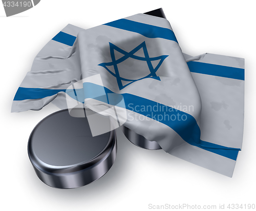 Image of music note symbol symbol and flag of israel - 3d rendering