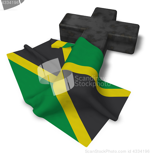 Image of christian cross and flag of jamaica - 3d rendering