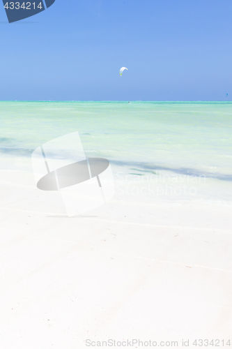 Image of Kite surfers on Paje beach, Zanzibar, Tanzania.