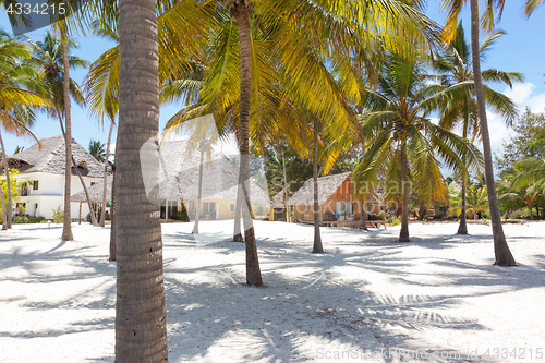 Image of Bungalow on perfect white sandy beach, Paje, Zanzibar, Tanzania