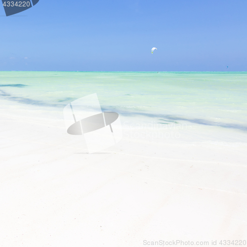 Image of Kite surfers on Paje beach, Zanzibar, Tanzania.