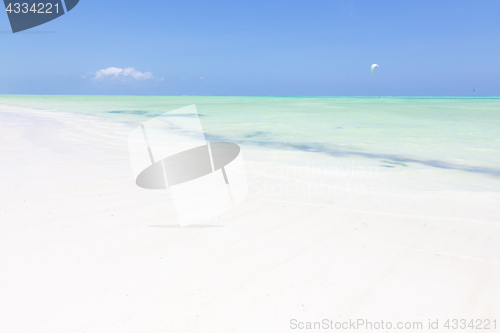 Image of Kite surfers on Paje beach, Zanzibar, Tanzania.