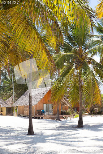 Image of Bungalow on perfect white sandy beach, Paje, Zanzibar, Tanzania