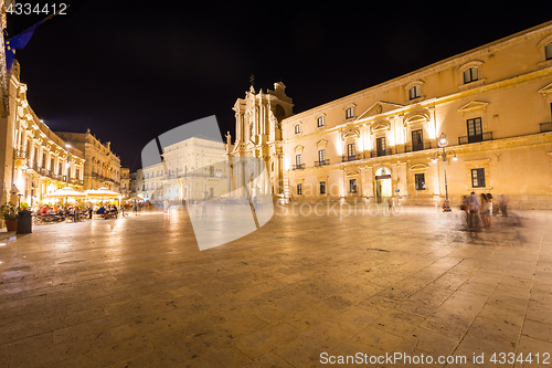 Image of SYRACUSE, ITALY - JUNE 23, 2017: Ortigia downtown in Syracuse by