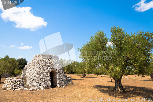 Image of Puglia Region, Italy. Traditional warehouse made of stone