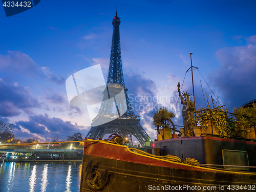 Image of The Eiffel tower at sunrise in Paris 