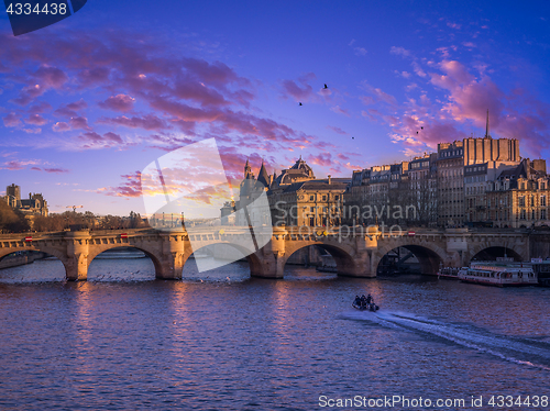 Image of View on Paris France at dusk