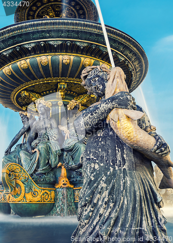 Image of Fountain at Place de la Concorde in Paris France 