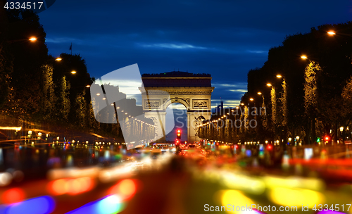 Image of Champs Elysee in evening