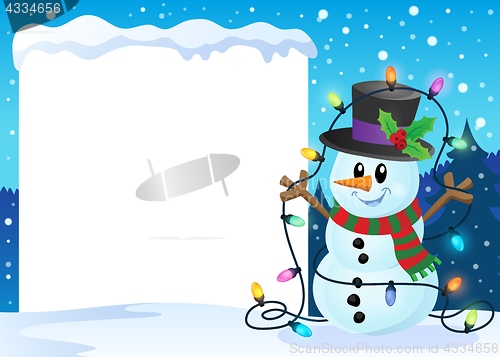 Image of Snowy frame with Christmas snowman 2