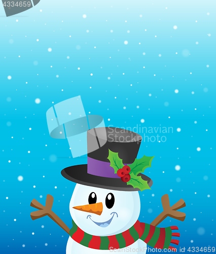 Image of Lurking snowman in snowy weather theme 1