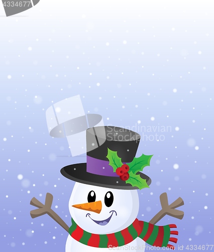 Image of Lurking snowman in snowy weather theme 2