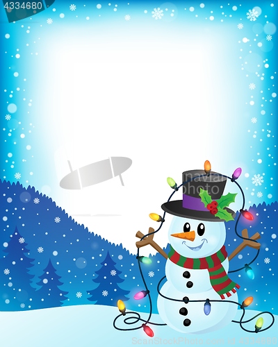 Image of Snowman with Christmas lights frame 1