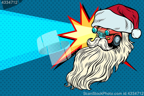 Image of headlights Car Santa Claus Christmas character