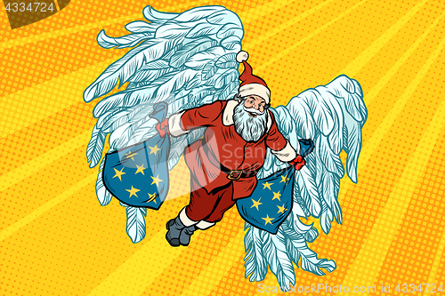 Image of Santa Claus angel wings, Christmas gifts