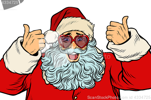 Image of Santa Claus in fancy glasses isolated on white background