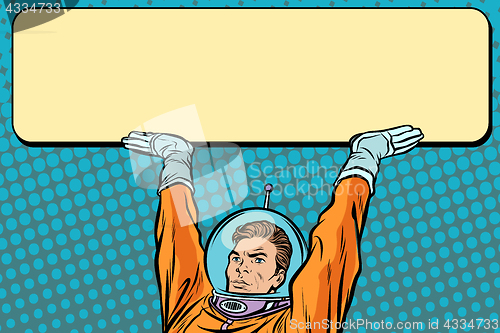 Image of Astronaut holding a banner poster