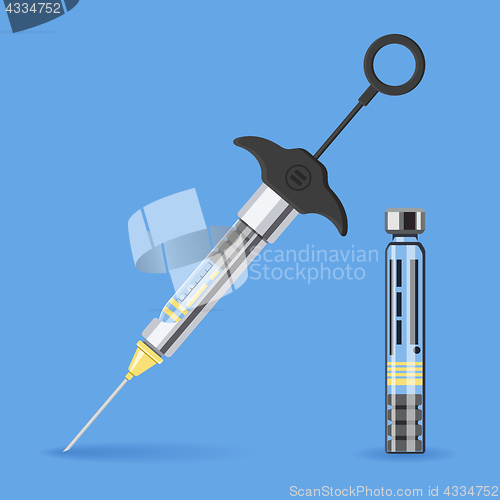 Image of dental medical syringe and carpula vial icon