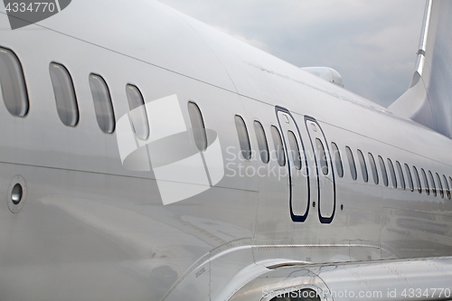 Image of Airliner fuselage closeup