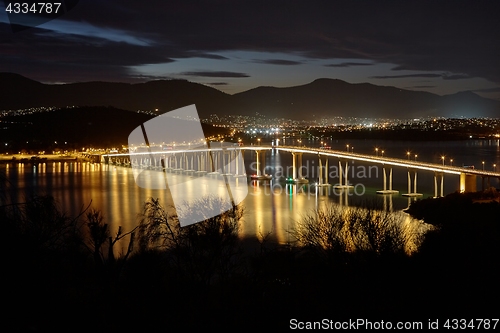 Image of Tasman Bridge at night