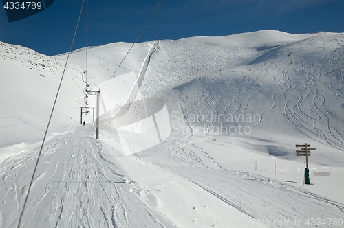 Image of Skiing slopes sunny weather