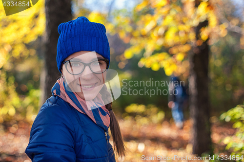 Image of Beauty woman at autumn park