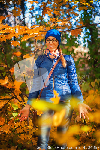 Image of Beauty woman at autumn park