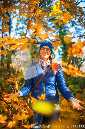 Image of Beauty woman at autumn park