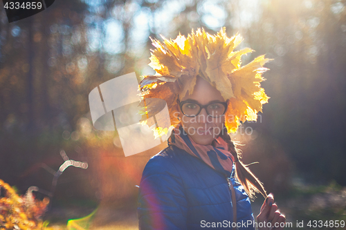 Image of Beauty woman at autumn park