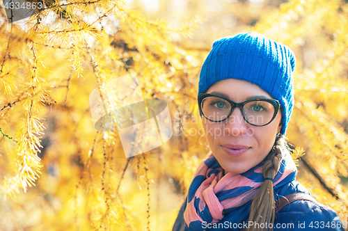 Image of Beauty woman at autumn park