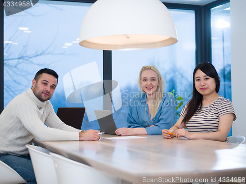 Image of Startup business team at a meeting in modern office building