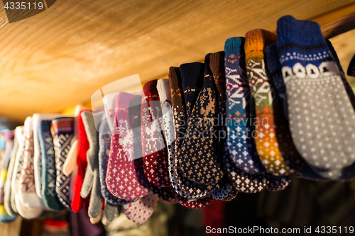 Image of woolen mittens at christmas market