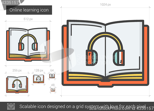 Image of Online learning line icon.